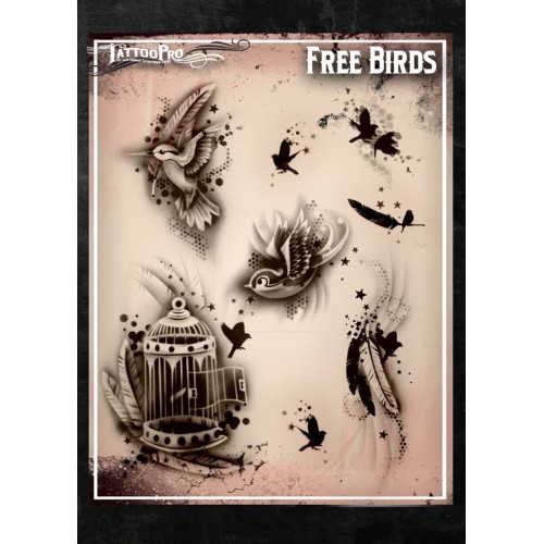 Airbrush Tattoo Pro Stencil Free Birds (Free Birds)